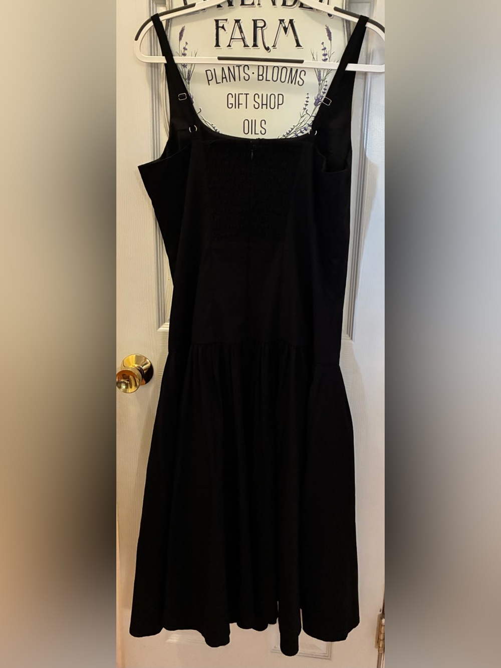 Express Black Square Neck Drop Waist Fit-and-Flare Midi Dress - Picture 8 of 15